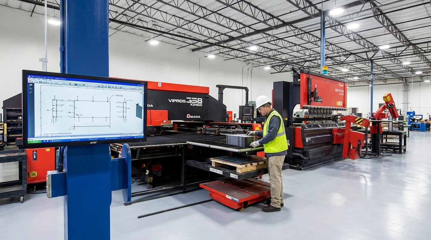Airtronics Amada VIPROS CNC turret punch and CAD engineering floor