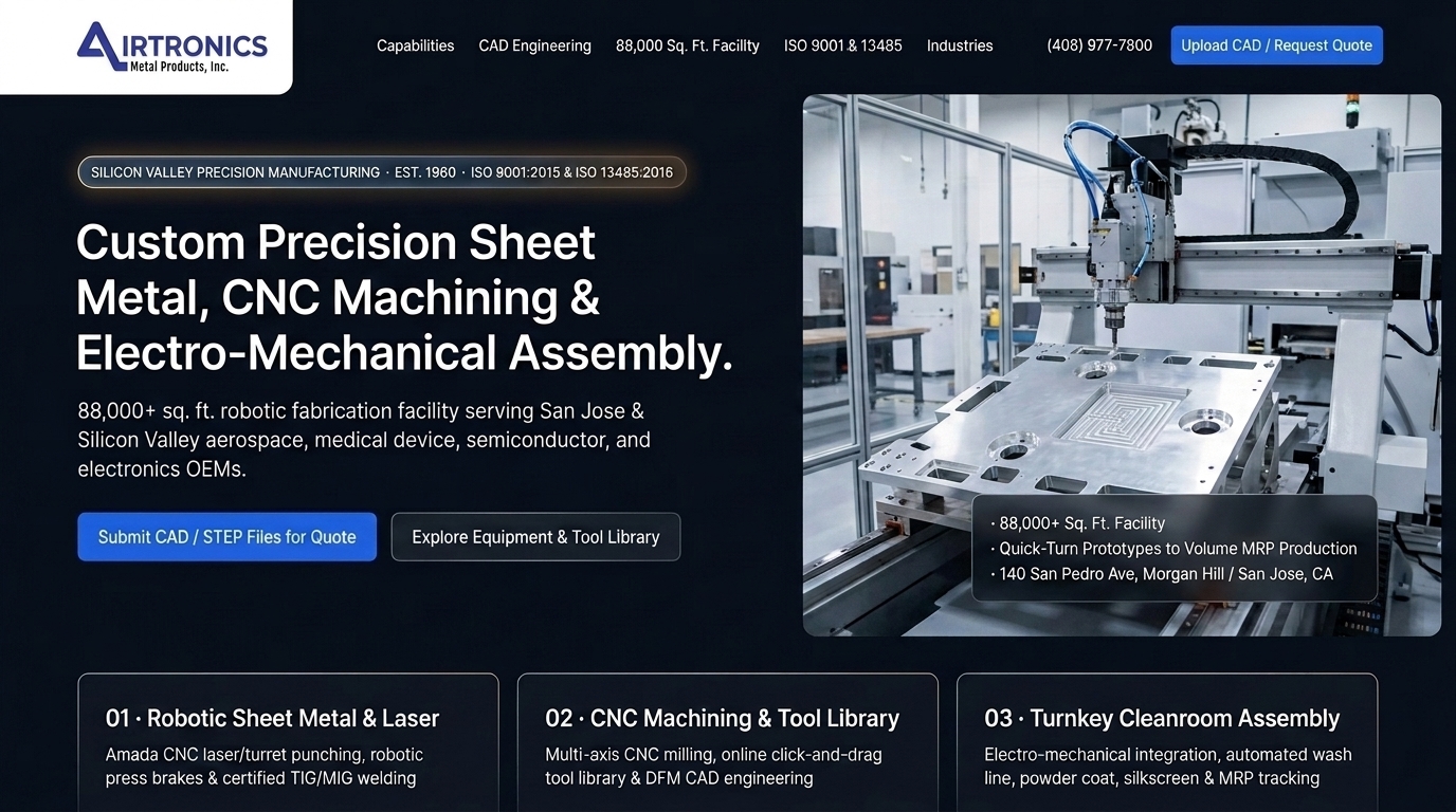 Proposed Airtronics Metal Products homepage preview